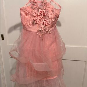 Bonnie Jean Pink Floral Layered Dress